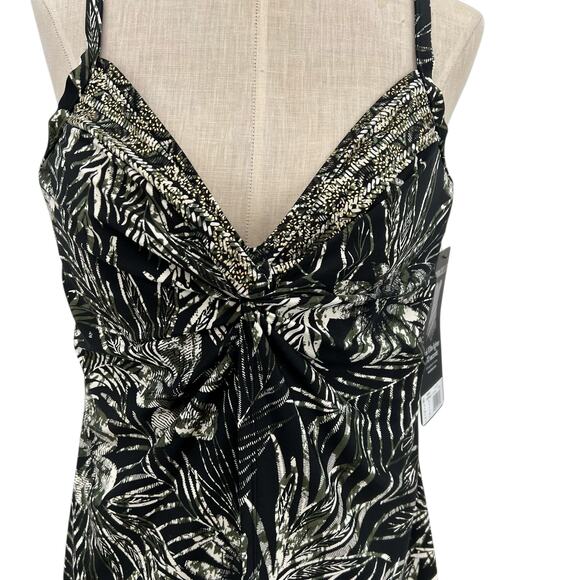 Miraclesuit Love Knot Tankini Top in Zahara Print Black Size US 16 - Picture 4 of 14